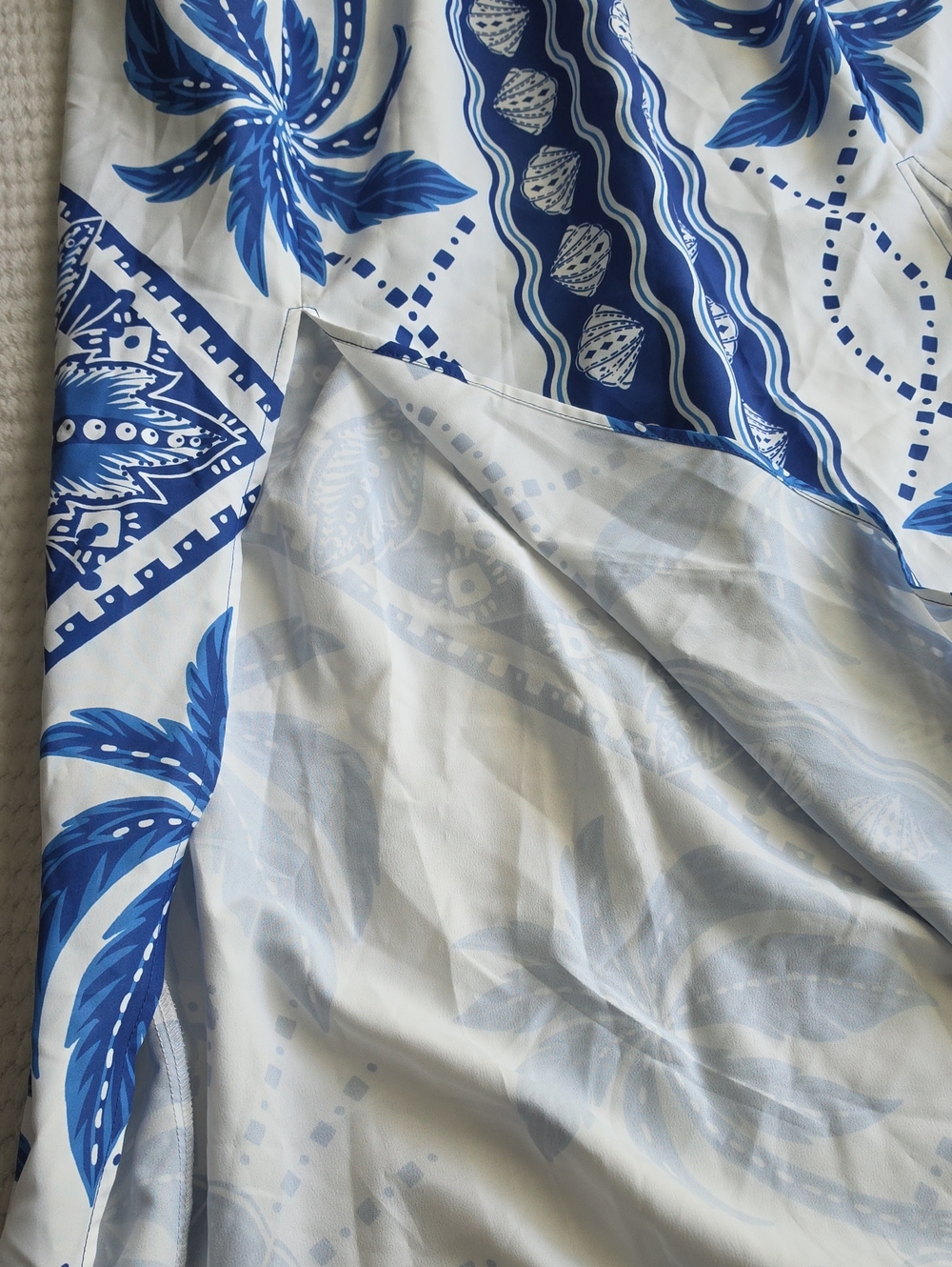 Women’s Blue & White Printed V-Neck Swim Cover-Up - Picture 8 of 12